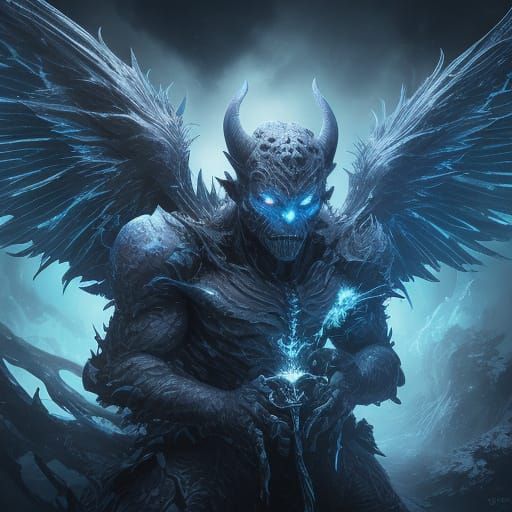 Hyper-Realistic Bioluminescent Gargoyle Imp in Surreal Digit...