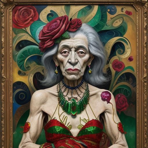 Jeweled Woman in Expressionist Style