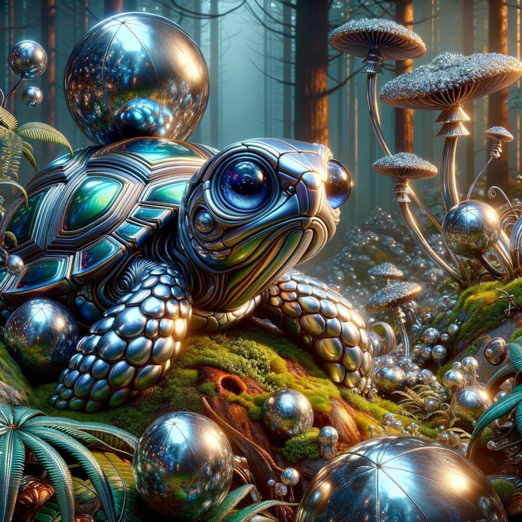 Enchanted Forest Scene with Serene Chelonian
