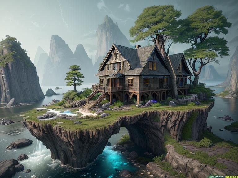 Island Home with Overgrown Grass Roofing