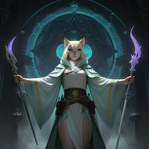 Tabaxi Cleric in Dark Fantasy Style