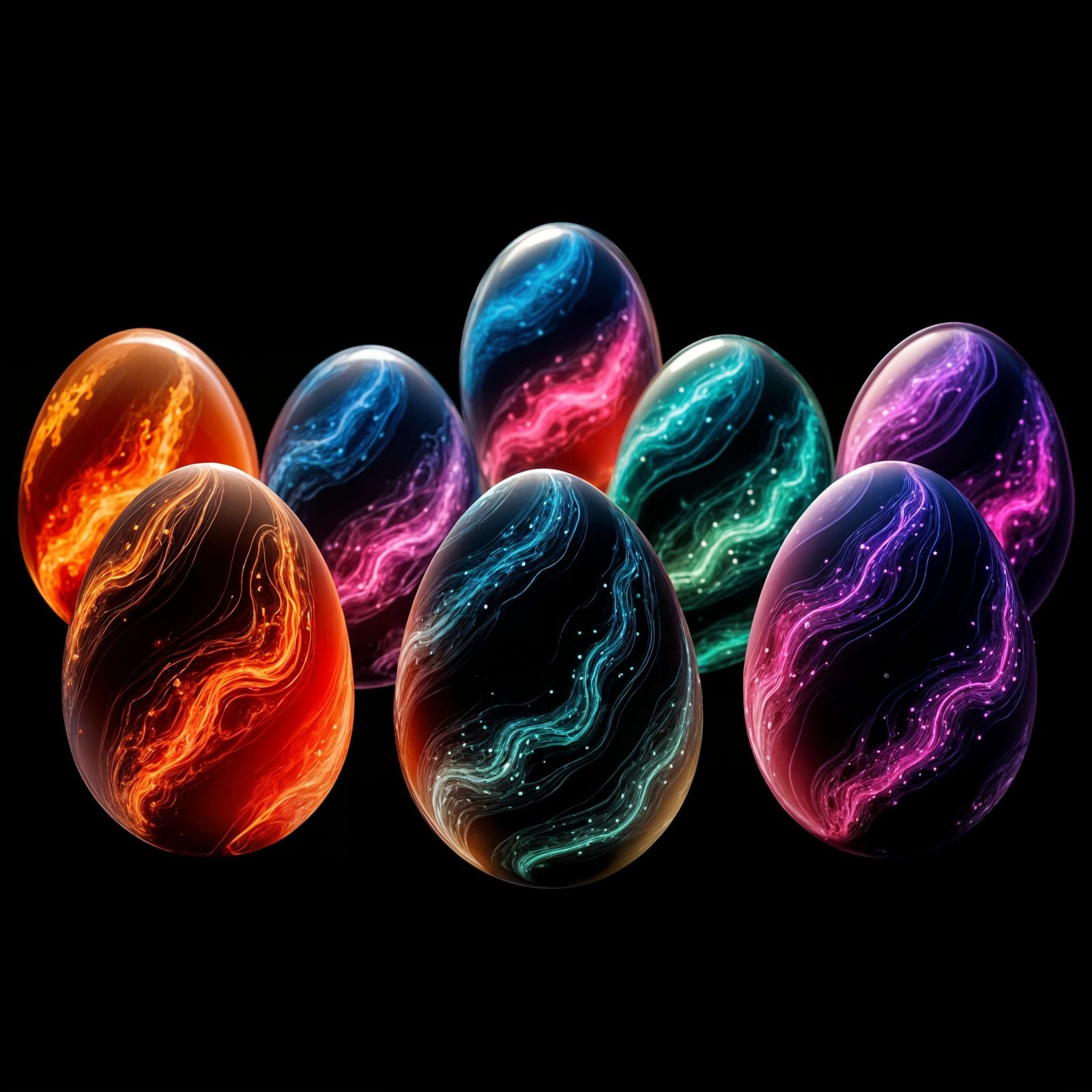 Ethereal Easter Eggs in Vibrant, Abstract Patterns