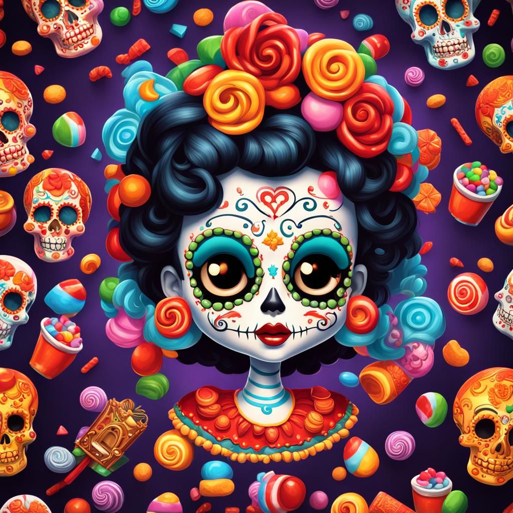 Betty Boop Dia de los Muertos in Candy Art