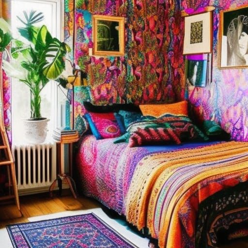 Bohemian Bedroom with Cozy Nooks and Vibrant Colors