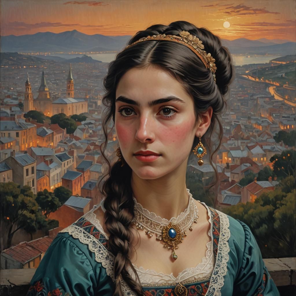 Argentinian Woman Portrait in 1863 Buenos Aires