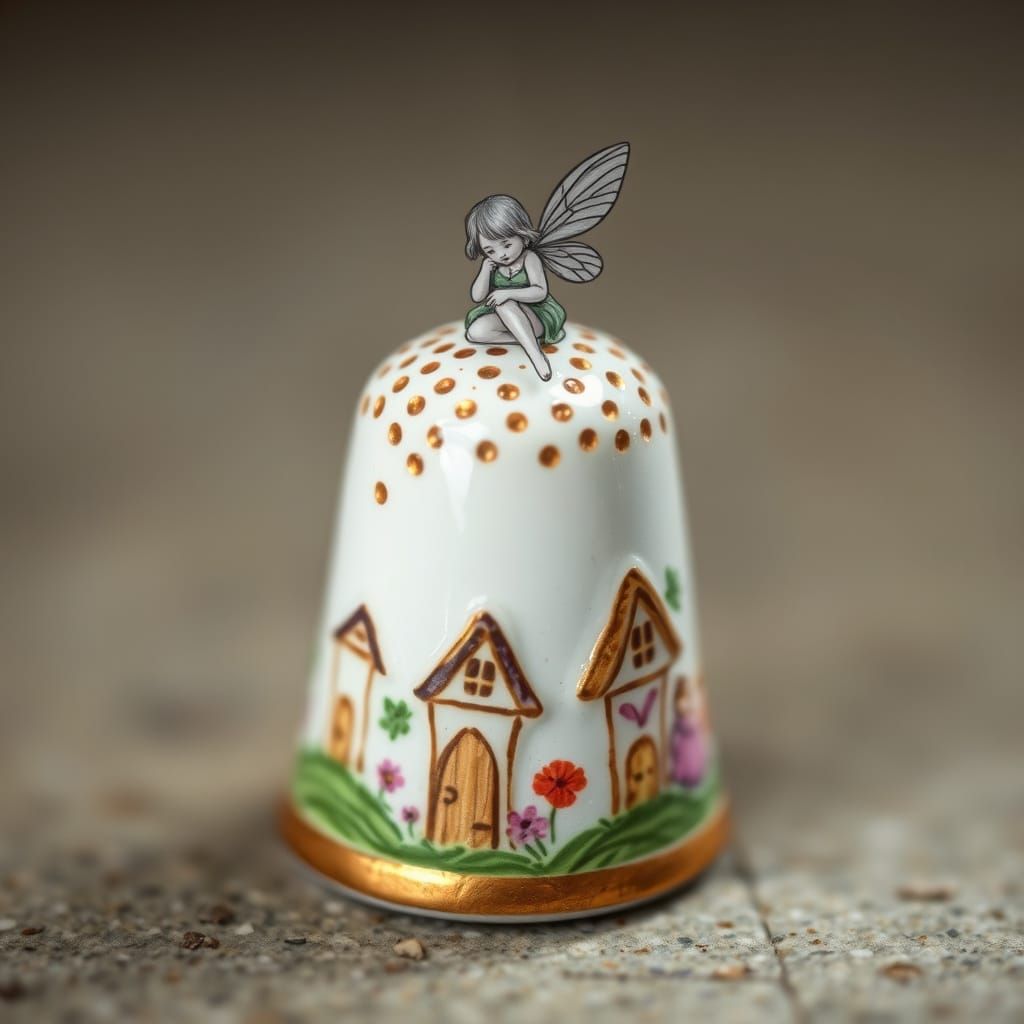 Whimsical Fairy Darning Vintage Thimble