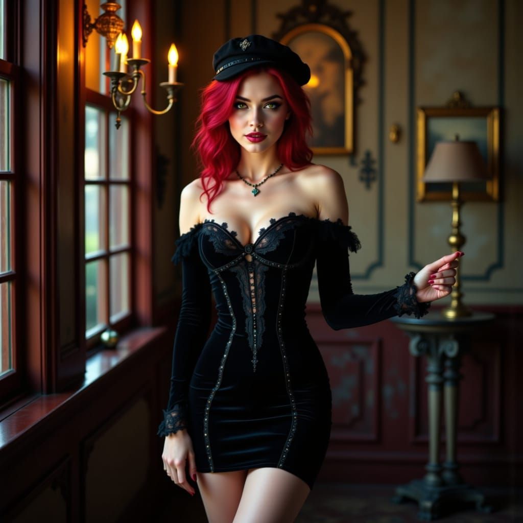 Gothic Woman Dances the Night Away in Little Black Dress