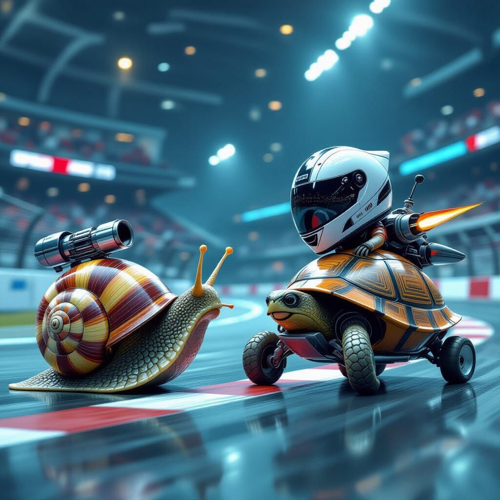 Snail and Tortoise Race: Comic Book Style