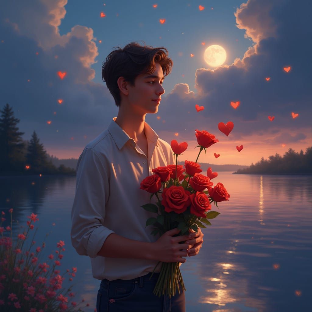 Sensual Twilight Scene with Gentle Romance and Whimsical Cha...