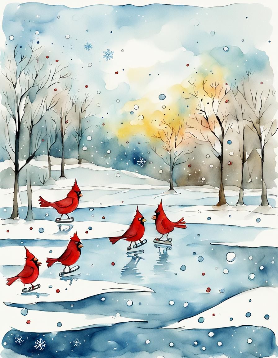 Winter Wonderland Cardinals at Play