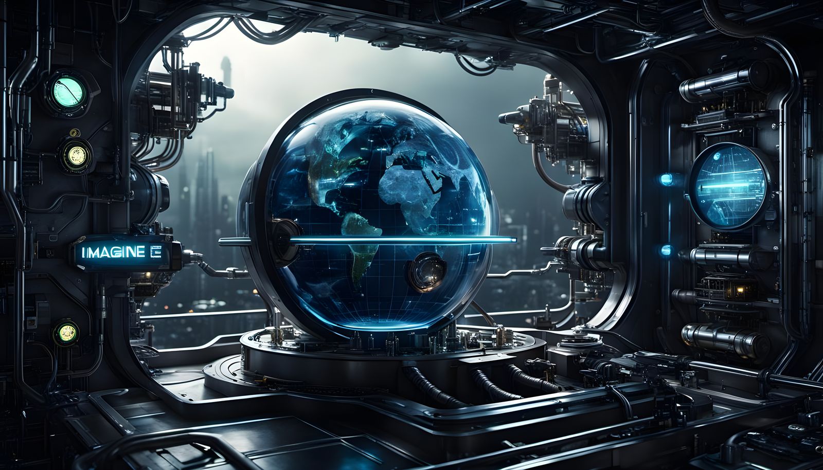 Biomechanical Earth: Retro-Cyberpunk Steampunk Machine