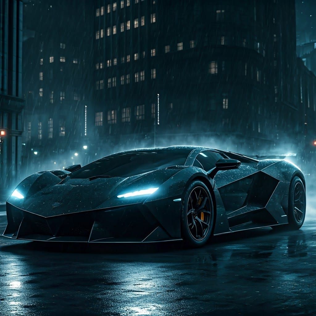 Batmobile Roars Through Gotham in Cyberpunk Style