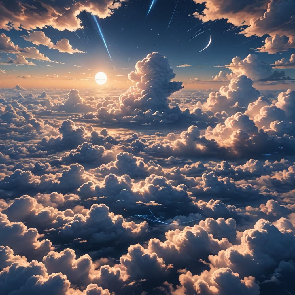 Clouds Spell Thanks in Anime Art Style