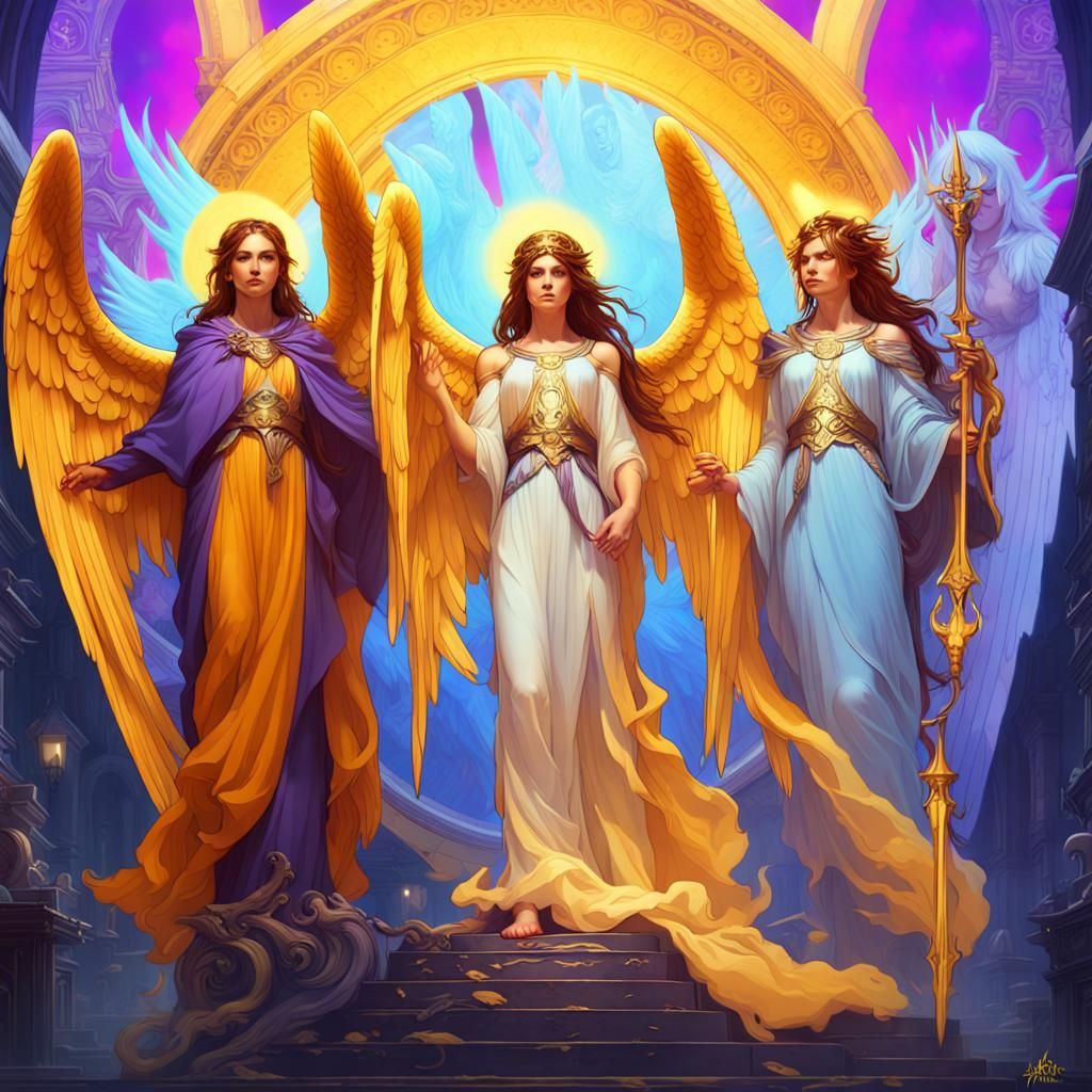 Angelic Guardians in Dark Fantasy Style