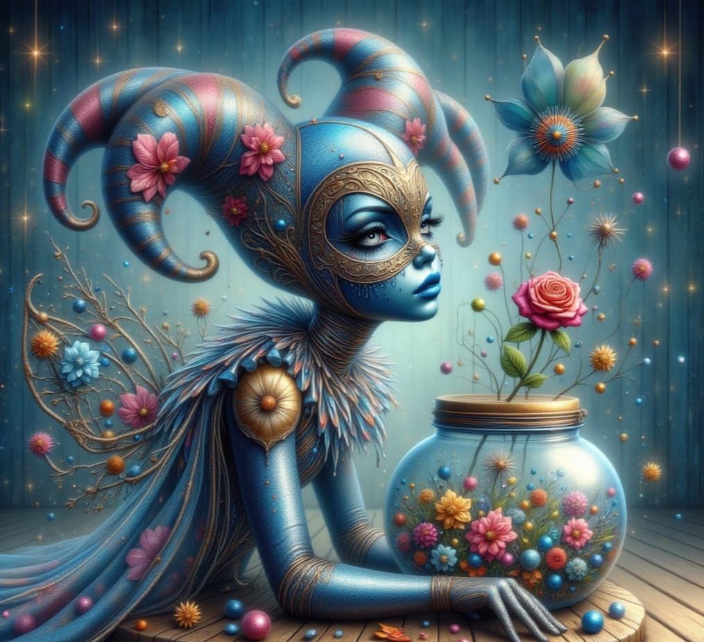 Cute Robot Holding a Fishbowl