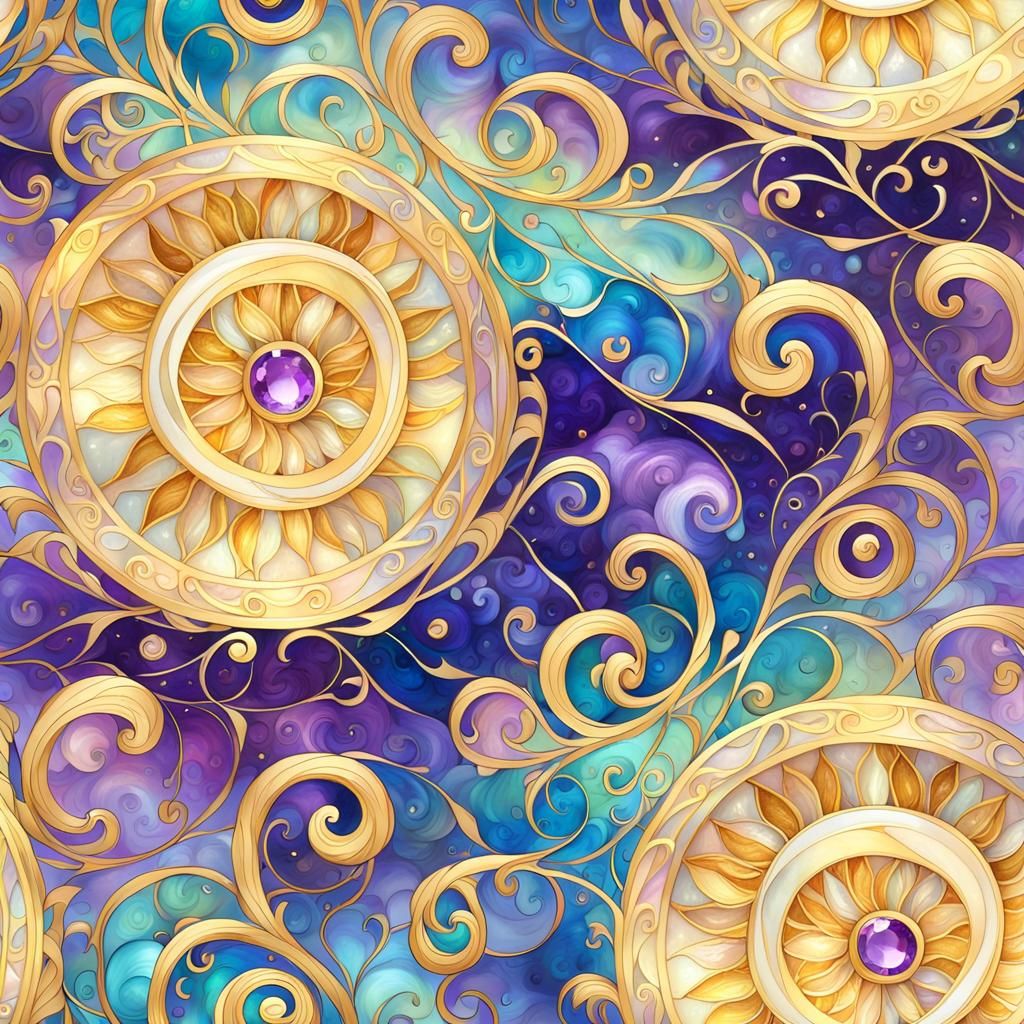 Golden Parchment Scroll with Rainbow Lighting