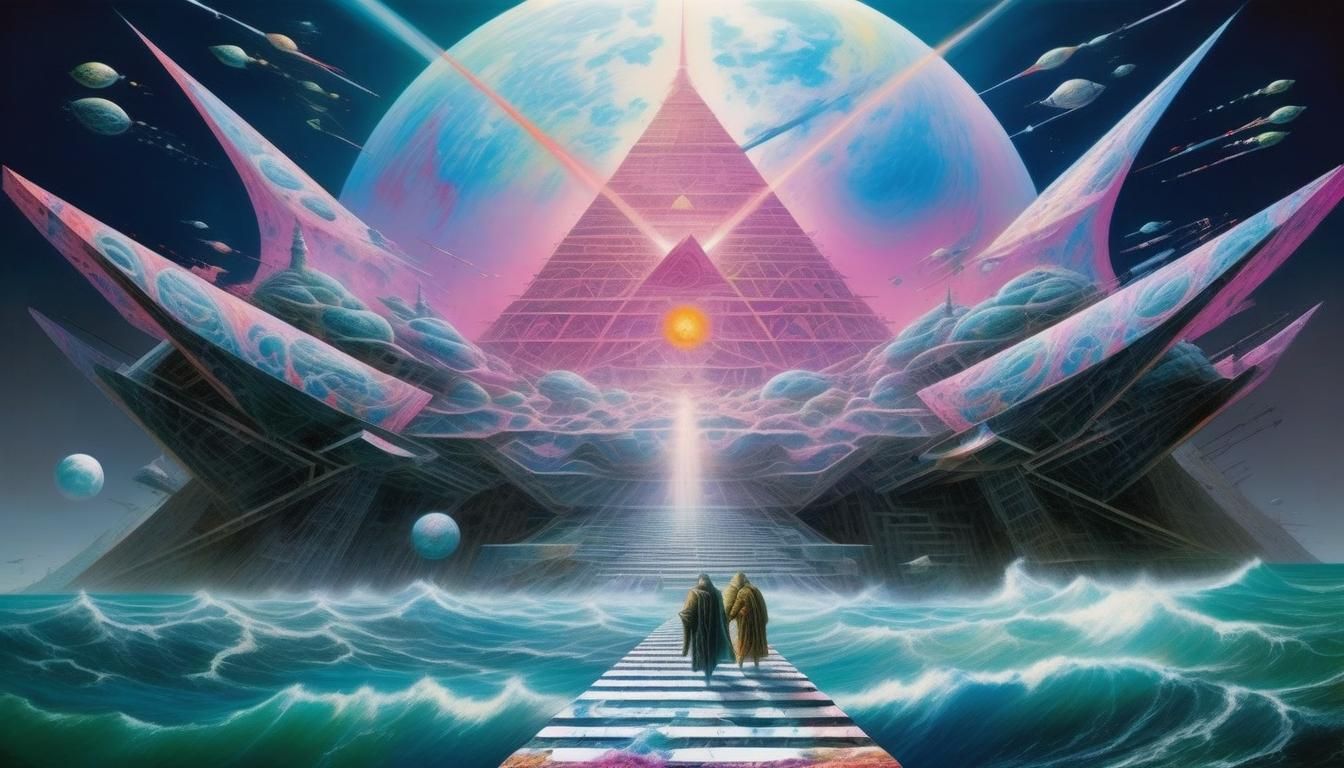 Surreal Pink Floyd Concept Art in Vibrant Colors