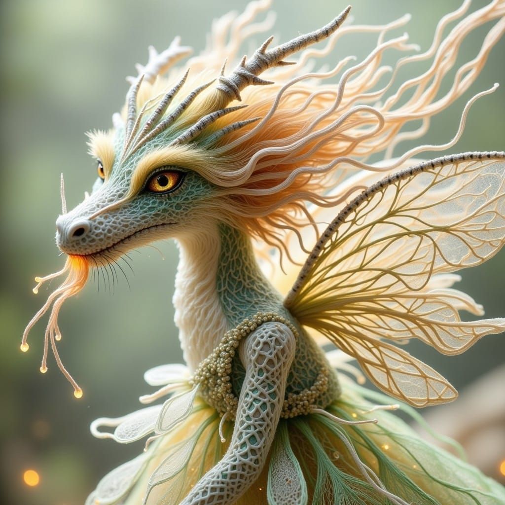 Dragon and String Fairy: Hyperreal Fantasy Art