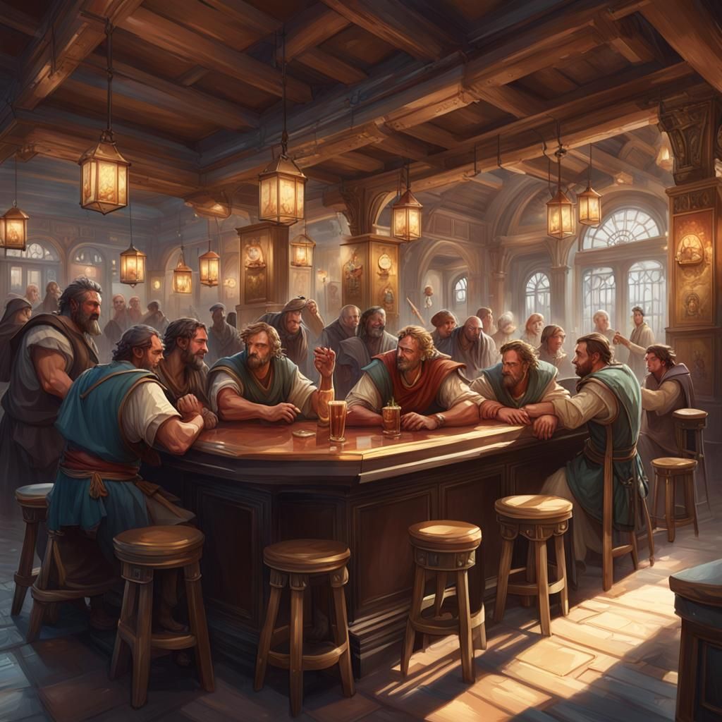 Roman Pub Brawl Portrait in Hyperdetailed Style