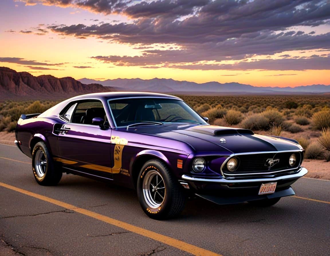 1969 Mustang Boss 429 in Metallic Purple with Golden Sticker...