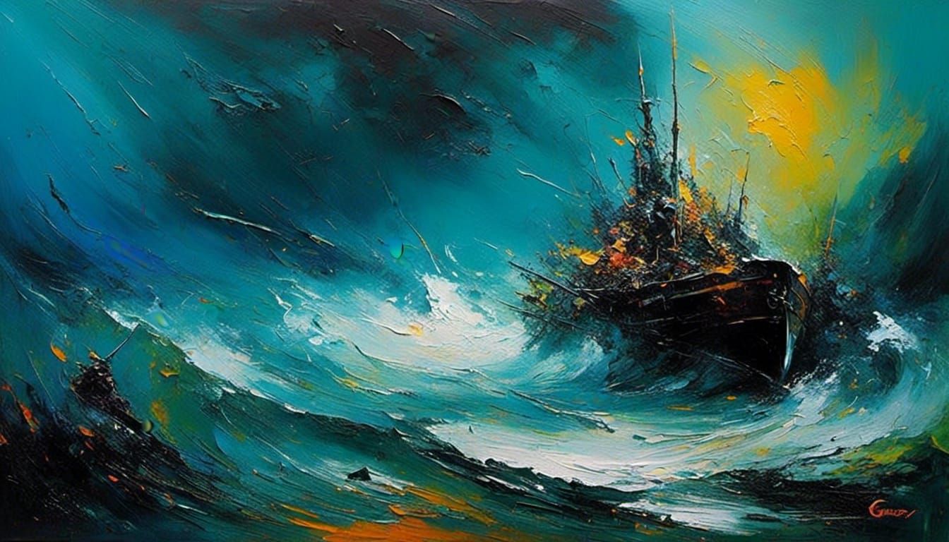 Abstract Fantasy Oil Painting in Impasto Style