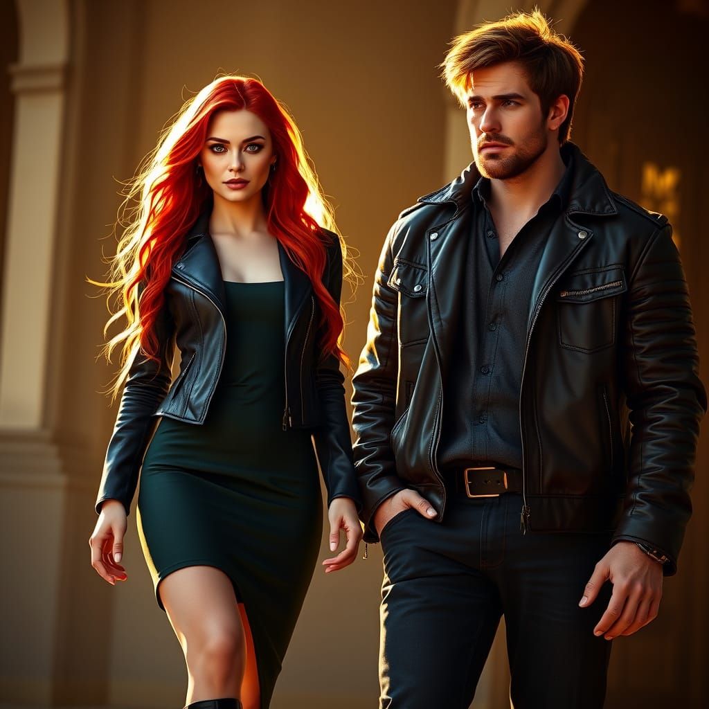 Couple in Golden Light, Earthy and Fiery Contrast