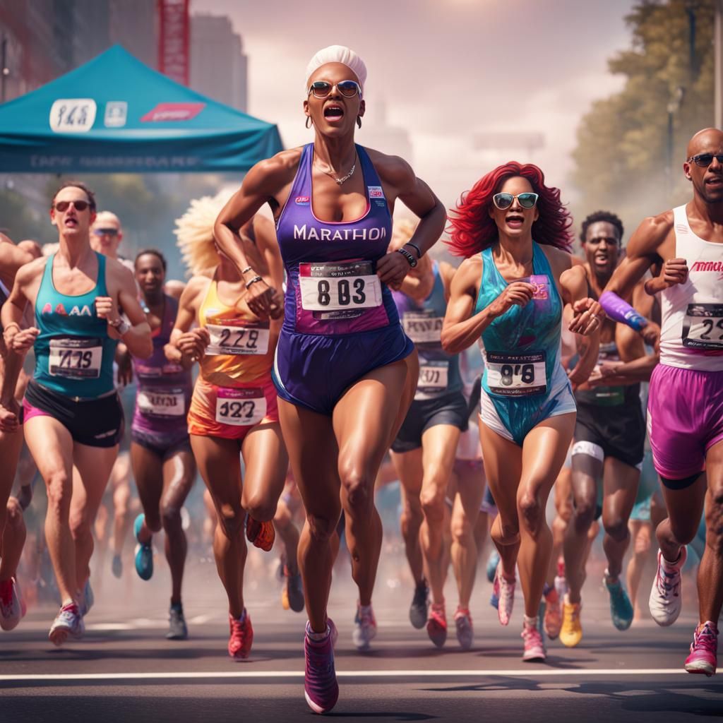 Hyperrealistic Drag Queens Marathon Finish Line