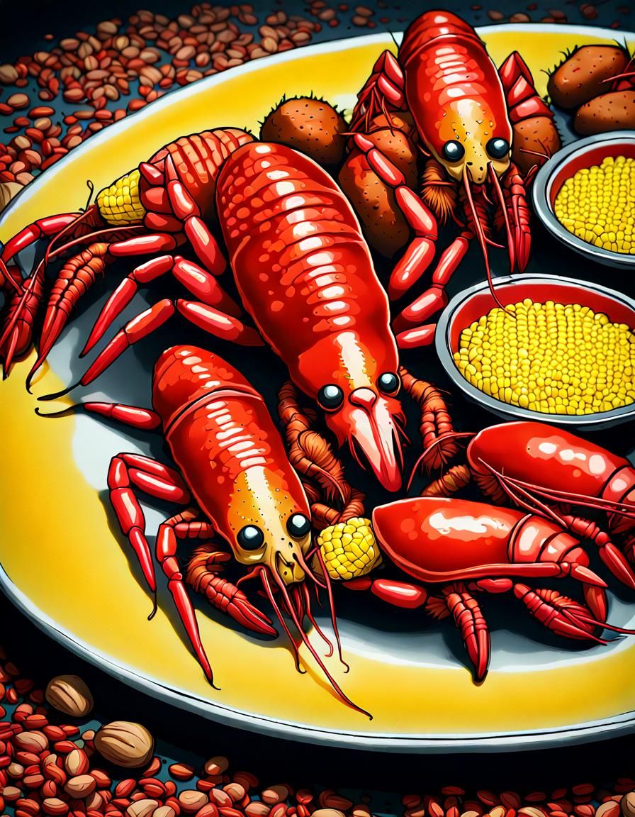 Boiled Crawfish in Pop Art Style, Digital Art