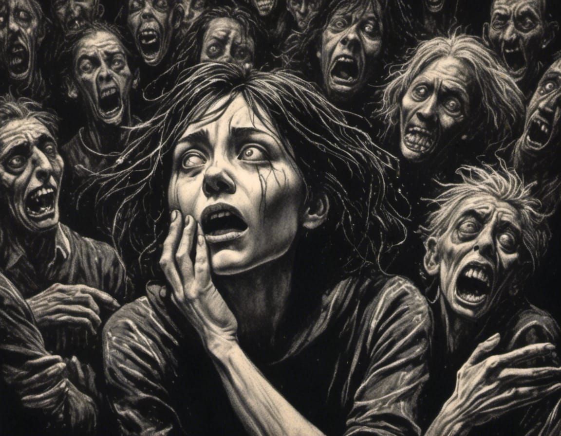 Woman's Chalk Sketch Captures Fear of Crowds