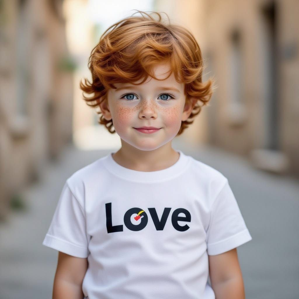 Photorealistic Portrait of a Freckled Boy in Denim