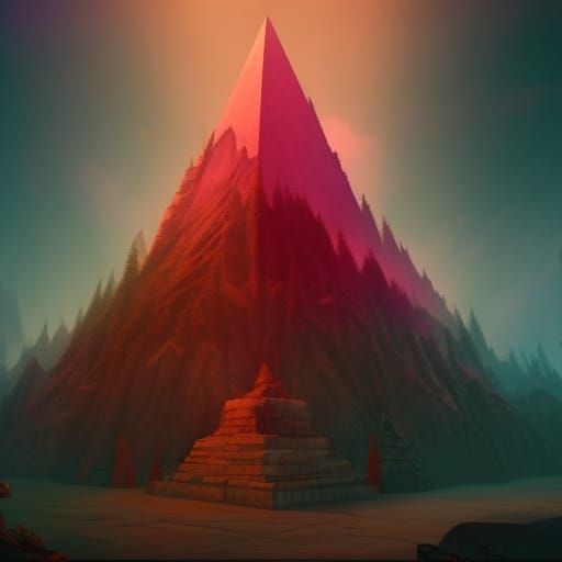 Fantastical Pyramid Trees in Detailed Matte Painting