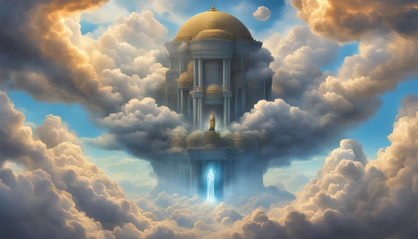 Mythical God Ascending in the Clouds