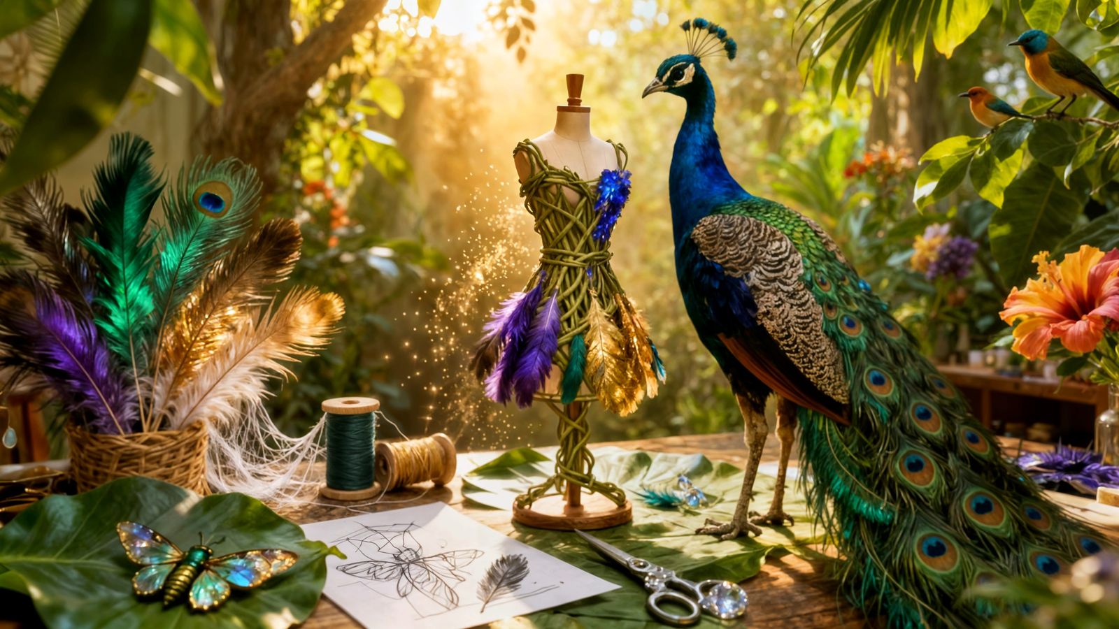 Regal Peacock Designs Couture Fashion in Lush Studio