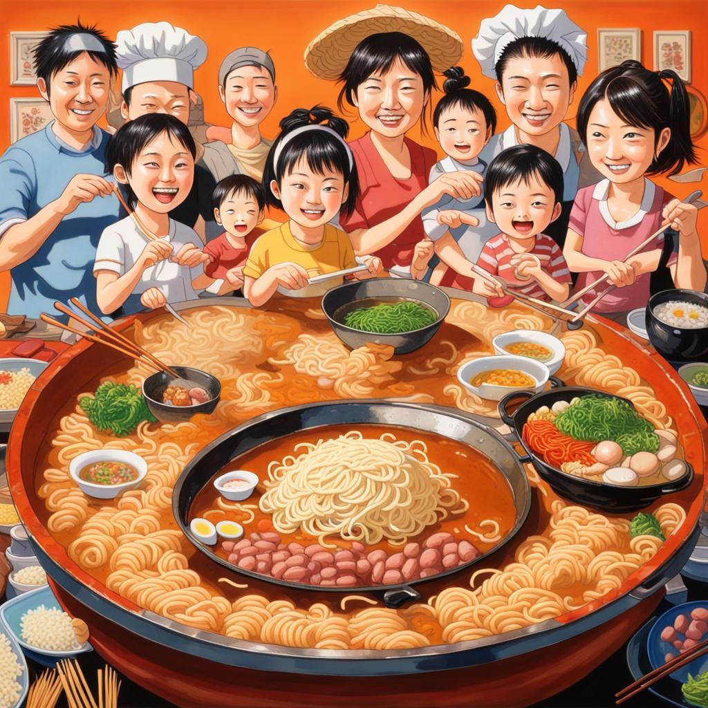 A Harmonious Family Gathering over a Hearty Ramen Feast
