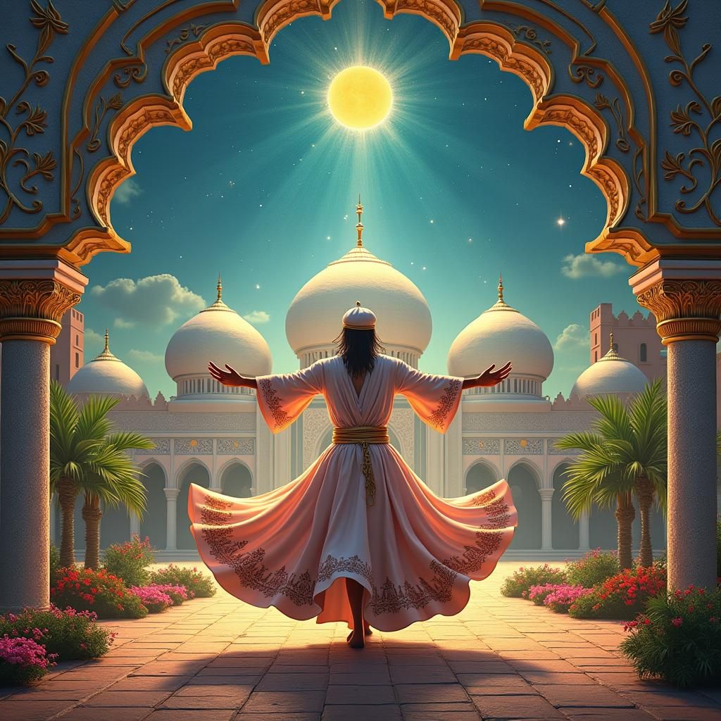Dancing Dervish in Mosque Scene: Digital Matte Painting