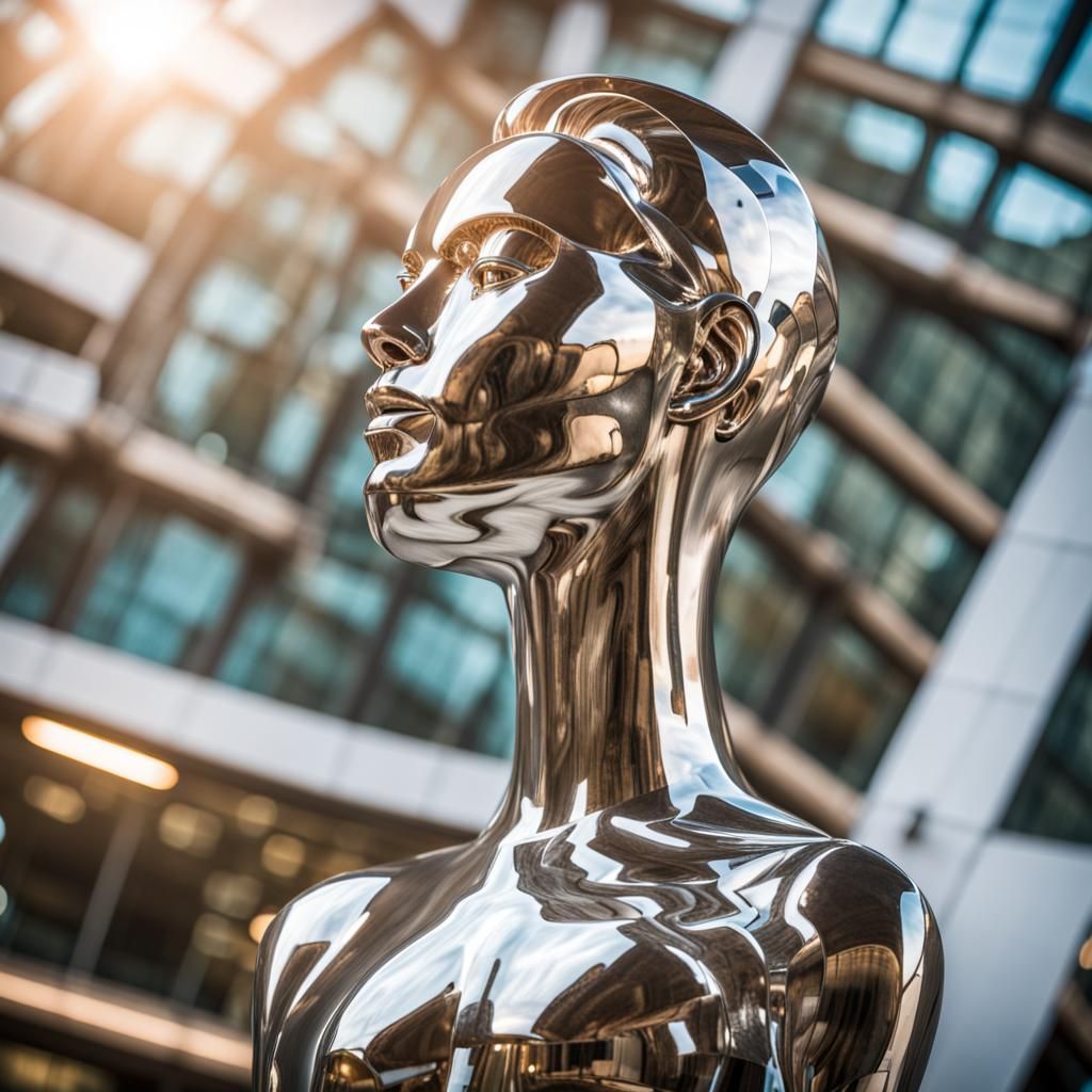 Shining Metal Sculpture Dominates Metallic World