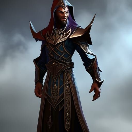 Elf Wizard in Dark Fantasy Style