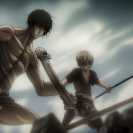 David and Goliath in Anime Style Battle