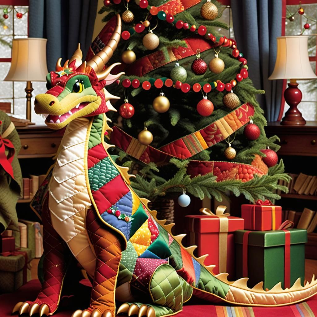 Friendly Patchwork Dragon with Gold Star