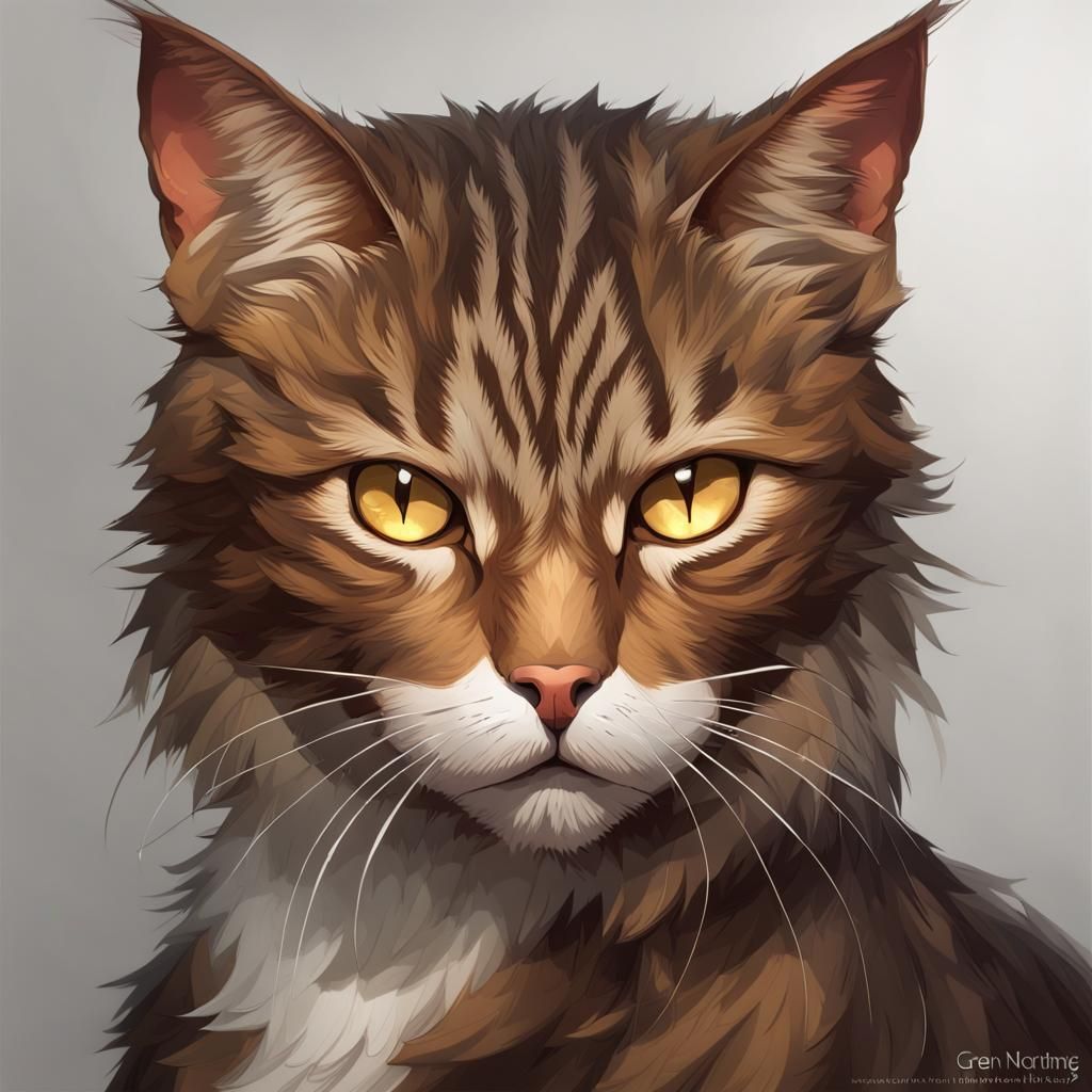 Detailed Portrait of a Brown Tabby Wildcat