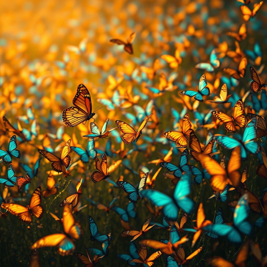 Lush Butterfly Field in Detailed Matte Painting Style