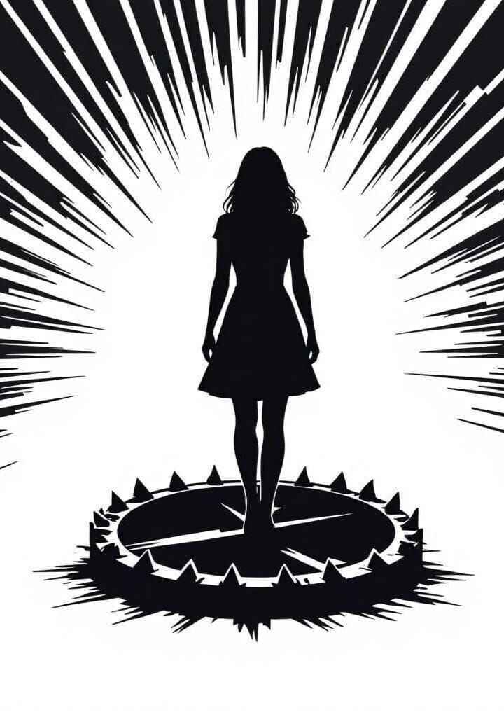 Woman Silhouette on Bear Trap Black and White