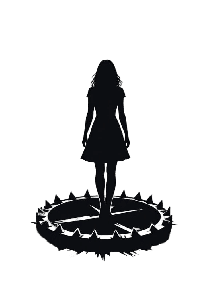 Woman Silhouette on Bear Trap Black and White