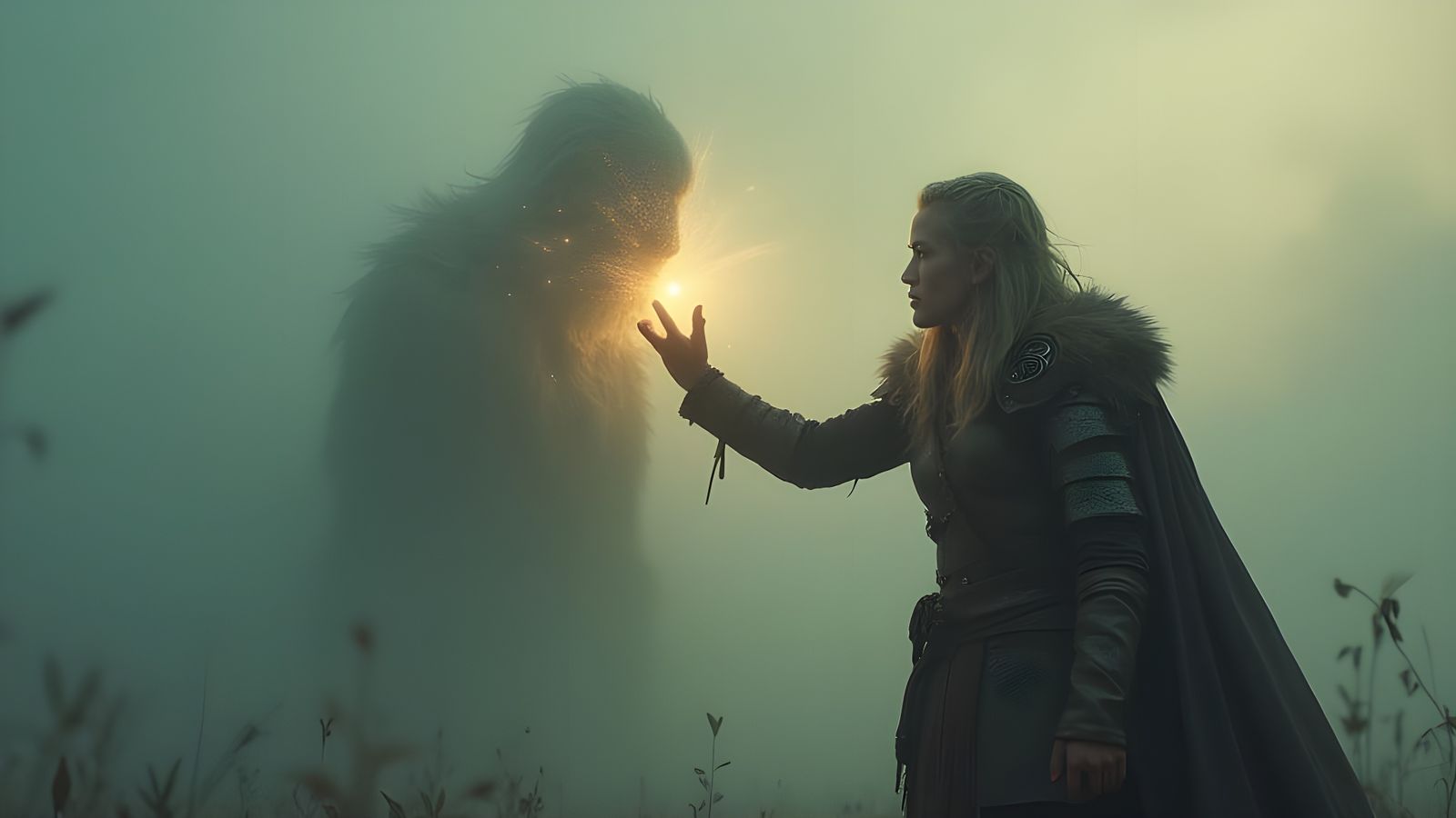 Viking Warrior in Ethereal Landscape, Fantasy Art