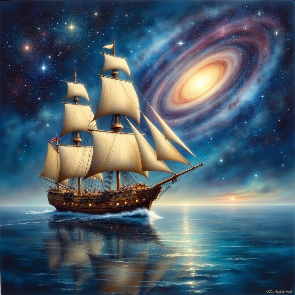 Stardust Sailing Ship: Turner, Stalenhag, Bradley Style