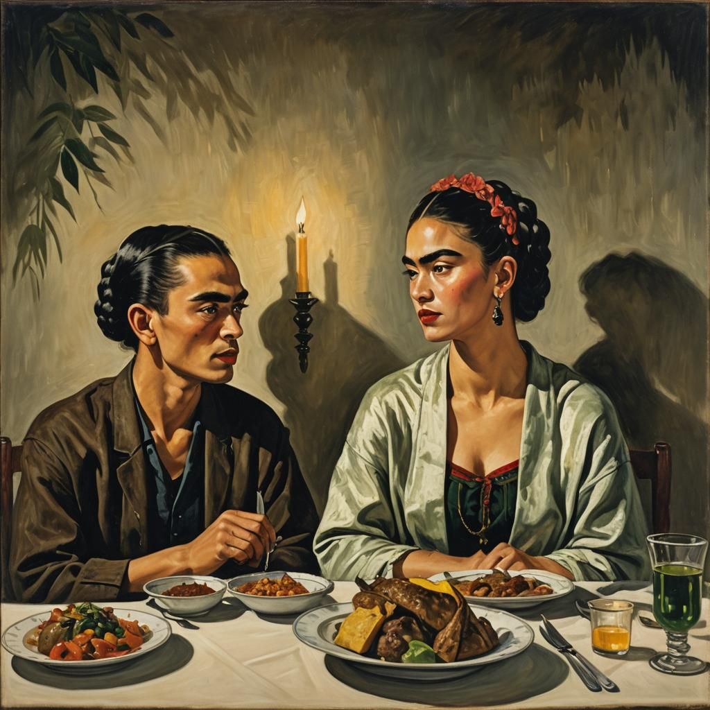 Romantic Dinner in the Style of Frida Kahlo