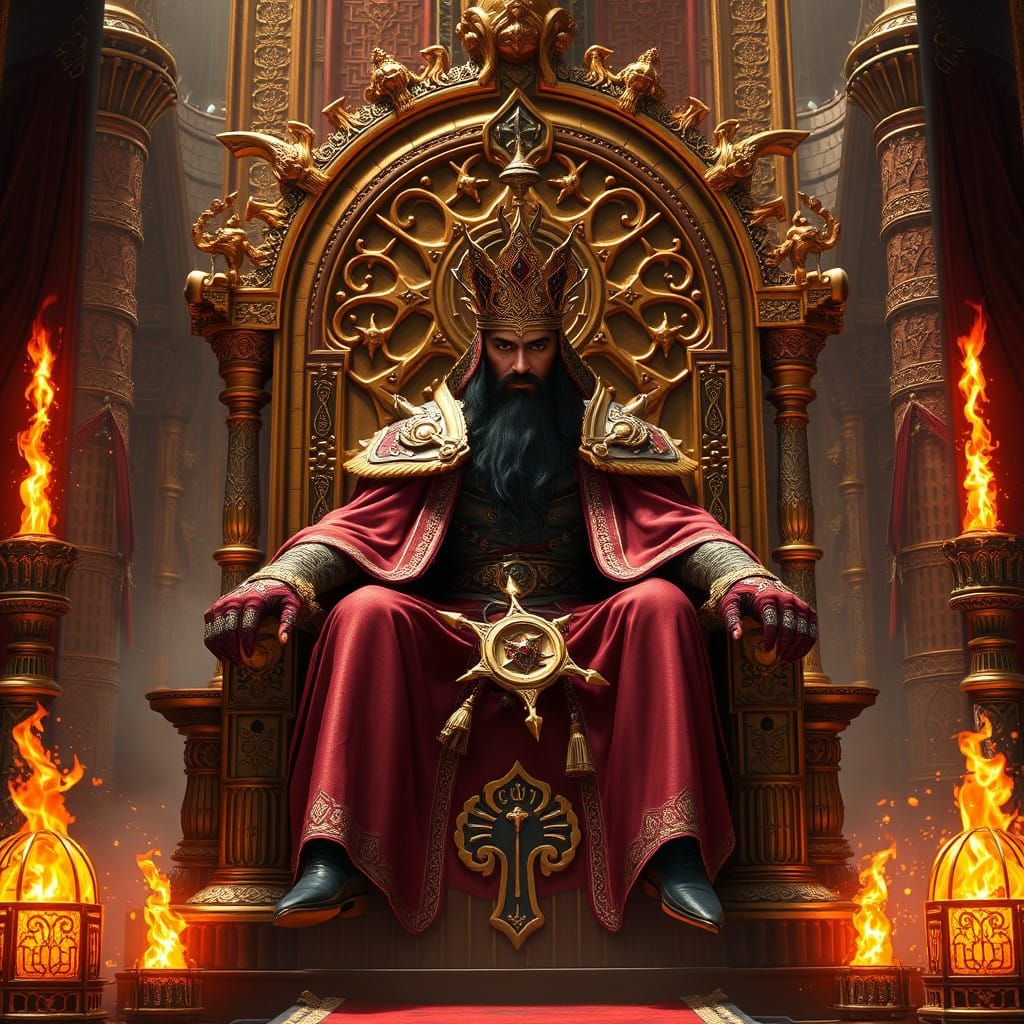 God King Ashur Reigns Supreme in Golden Splendor