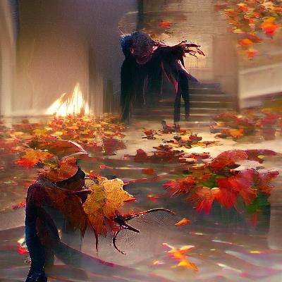 Sinister Autumnal Scene in Dark Fantasy Style