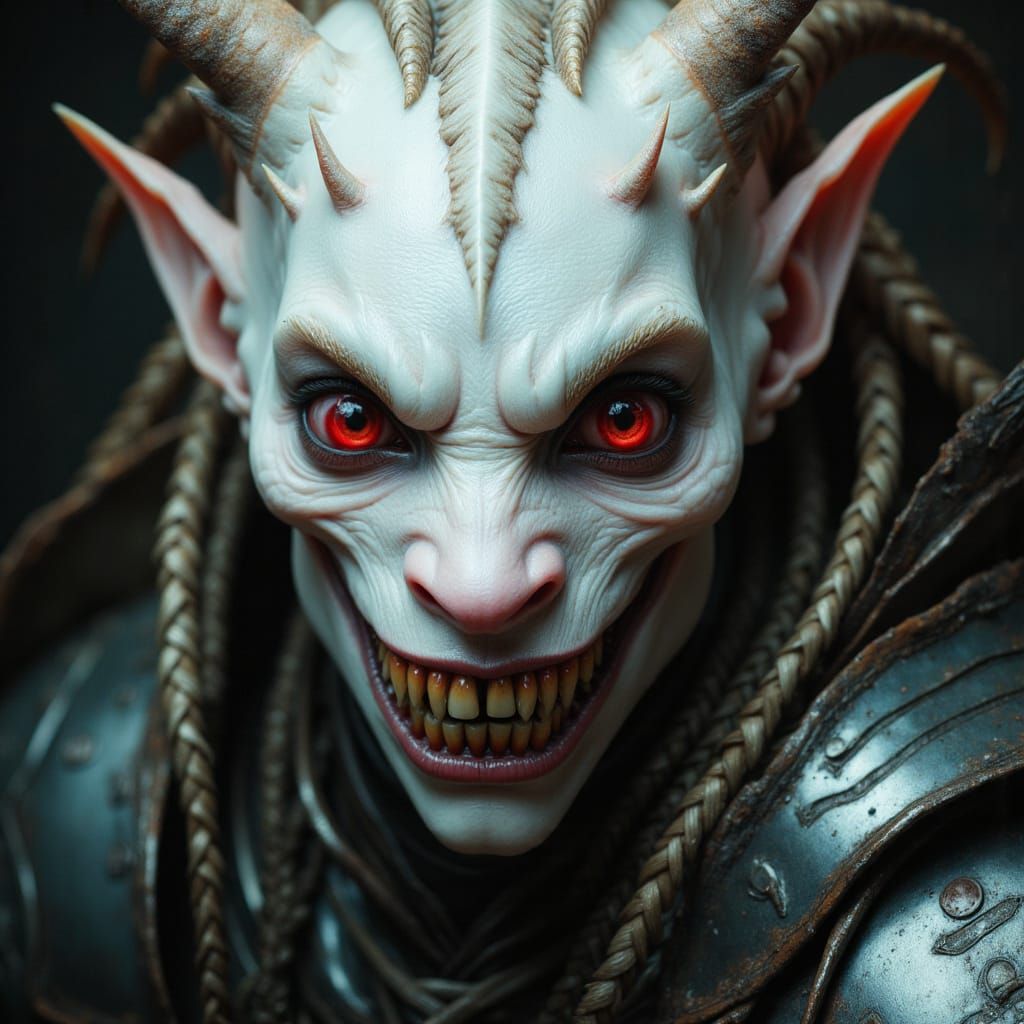 Alien Warrior Portrait in Brushed Oils Style