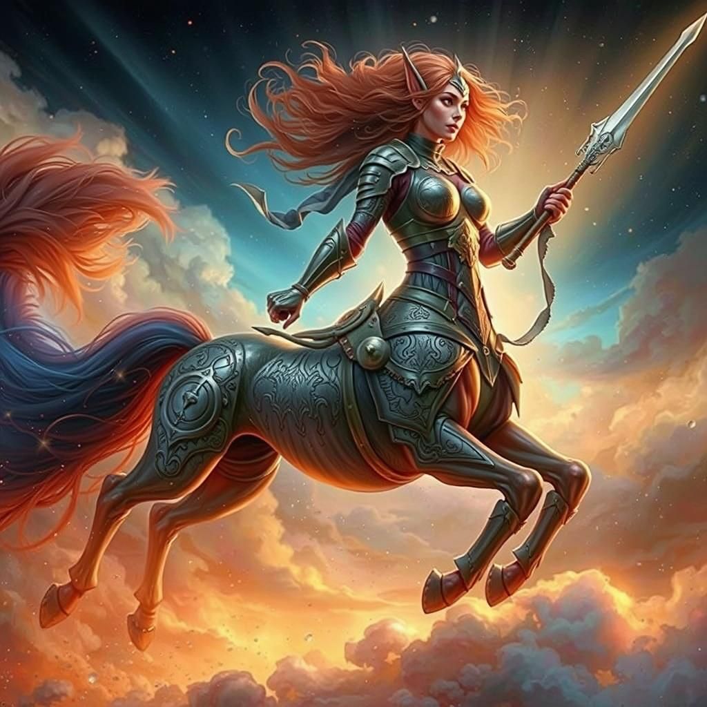 Heroic Redhead Centaur in Armor with Spear